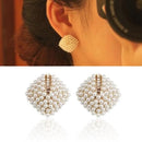 1 Pair Retro Sweet Crystal Rhinestone White Rhombus Ear Studs Earrings HOT