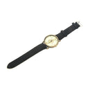 Ladies Music Symbol Pattern Leather Strap Wrist Watches black Q5F4