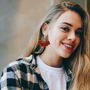 Boho Tassel Dangle Earrings Women Ethnic Fringe Ear Drop Jewelry (Wine Red) A