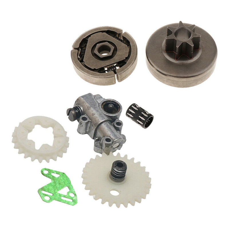 2 Sets Oil Pump Gasket Worm Gear Spur Wheel Fits for Stihl 038 048 380 381 Lawn