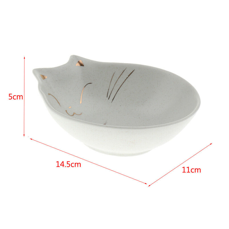 2 Pieces Cat Shape Pet Food Bowls Ceramic Feeding Dishs For Flat Face Cat