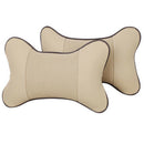 2pcs PU Leather Car Neck Pillow All Season Auto Neck Rest Universal (Beige)