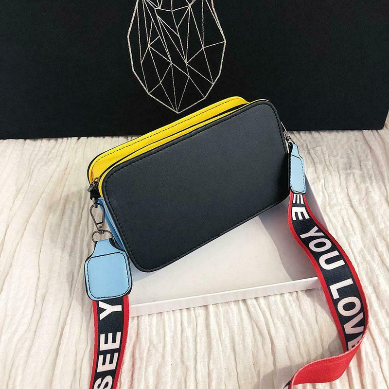 Women Retro Square Zipper Shoulder Crossbody Bags Ladies Handbag (Black)