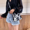 Women Handbag Animal Pattern PU Shoulder Portable Messenger Bag (White)