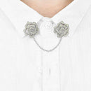 Rhinestone Brooch Flower Chain Collar Clips Women Cardigan Pins Jewelry A