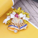 European Christmas Bells Pin Badges Crystal Brooches Jacket Coat Decor Jewelry