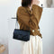 Retro Messenger Bags Women Crocodile Leather Small Shoulder Handbag (Black)