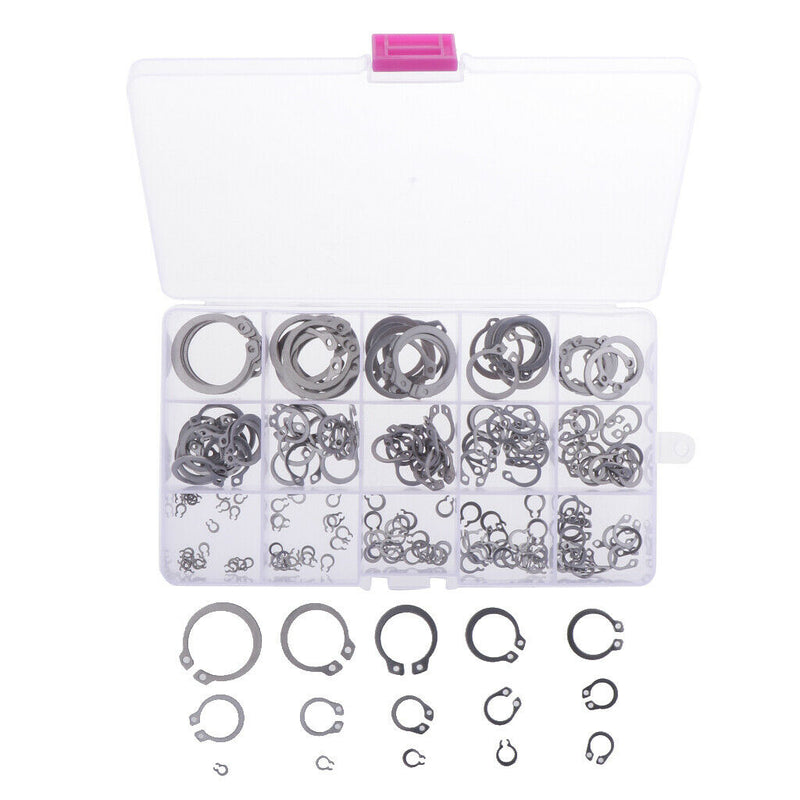225Pcs Steel External Circlip Retaining Ring Snap Ring Assortment Kit Ã¯Â¼Å’For