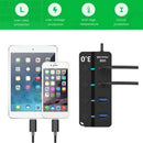 4Port USB 3.0 Hub 5Gbps High Speed On/Off Switches AC Power Adapter For PC Hn