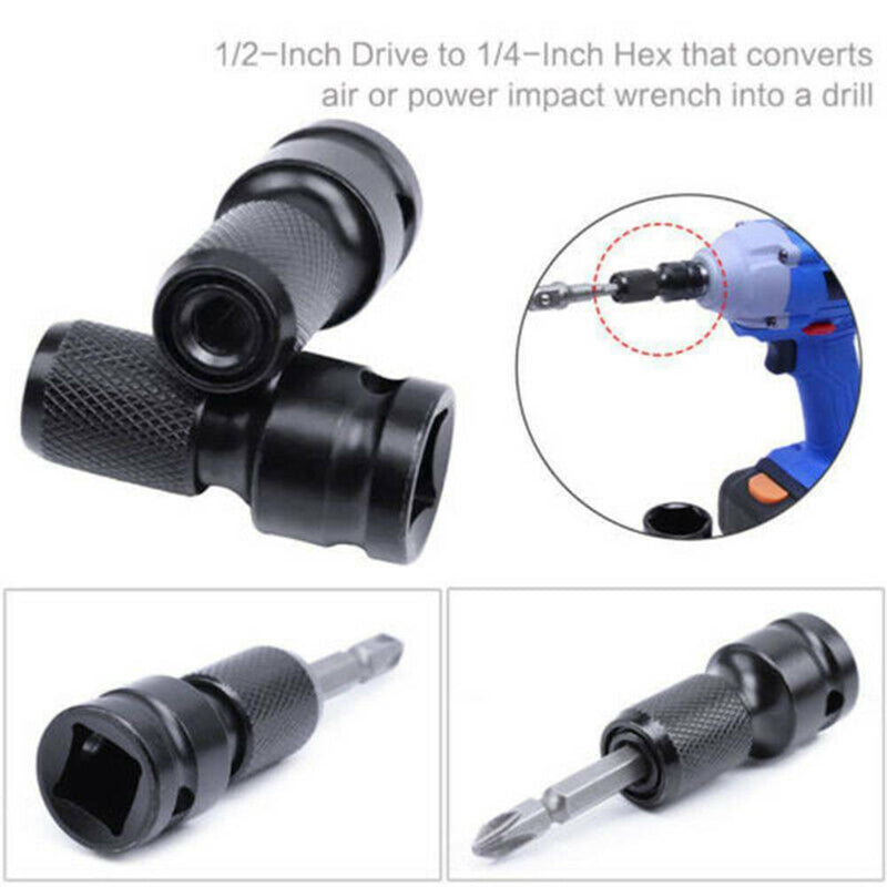 1/2" to 1/4" Drive Socket Adapter Reducer Air Impact Screwdriver Bits Chuck