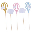 20x White Cloud Hot Air Balloon Cake Cuxake Toppers Party Food Fruit Picks CCR8~