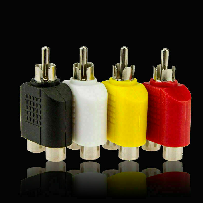 4x RCA Y Splitter 1 Male to 2 Female Cable Adapter Audio Prof Plug Video AV B4A2