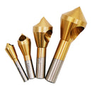 4pcs HSS Chamfer Countersink Deburring Drill Bit Set Crosshole Cutter Screw Kit