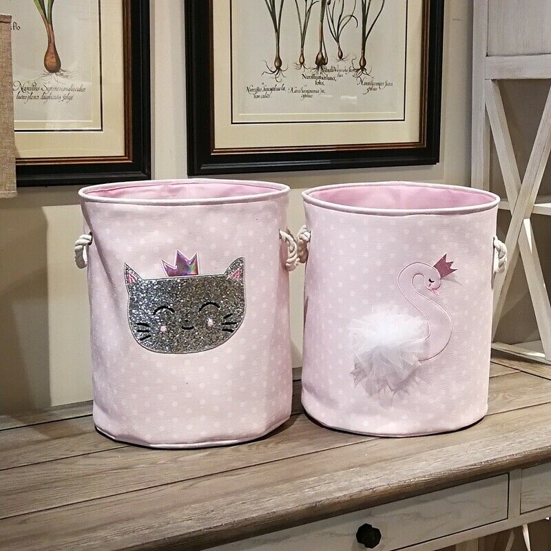 Dirty Laundry Basket Pink Swan Organizer Basket Drawstring Storage Baskets  E3W9