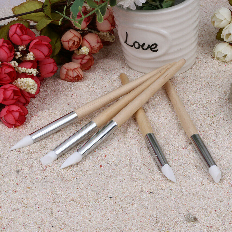 5pcs Nail Art Silicone Head Painting Pen Professional Nail Design Brush