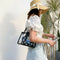 2pcs/Set Women Clear PVC Shoulder Bag PU Daisy Clutch Handbags (Black)