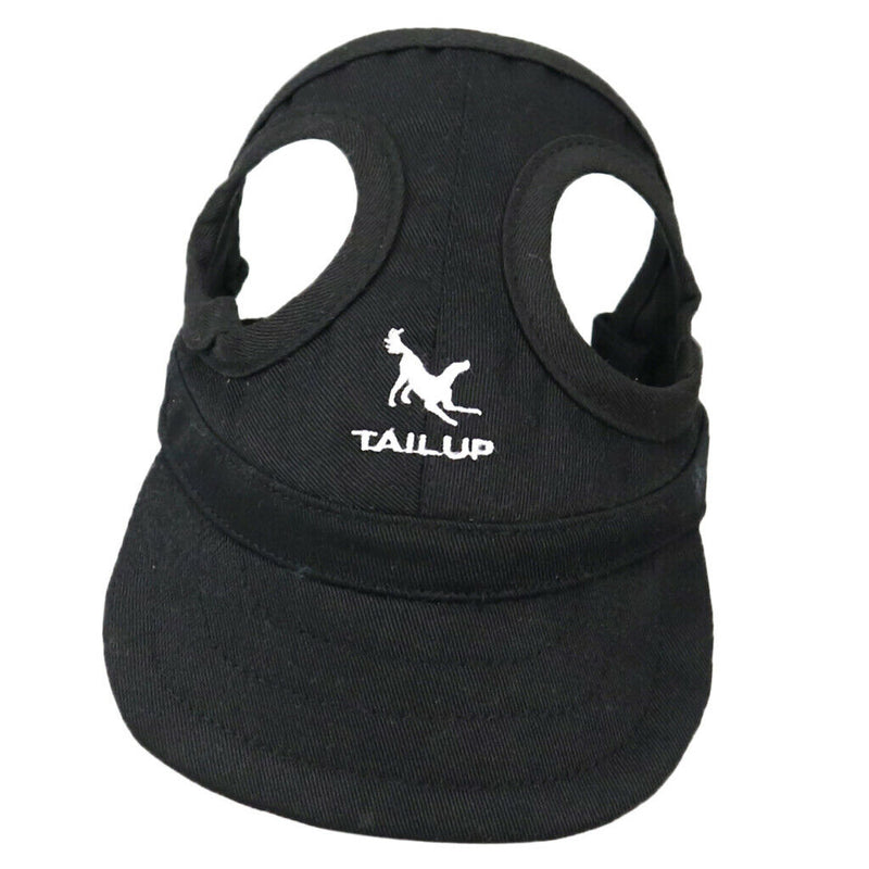 Baseball Hat Sun-shading Bucket Cap with Ear Holes For Dog Pet Cats Black S