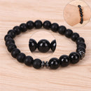 Black Tourmaline Matte Agate Stone Protection Yoga Beaded Stretch Bracelet 3C