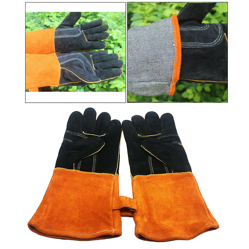 Leather Welding Gloves Heat Resistant Work Glove Grill Oven Blacksmith