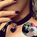 Women Stylish Punk Goth Leather Rivet Heart Ring Collar Choker Funky Necklace ME