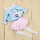 Puff Sleeve Top Clothes Light Pink Skirt Stockings Socks Set for Blythe Accs