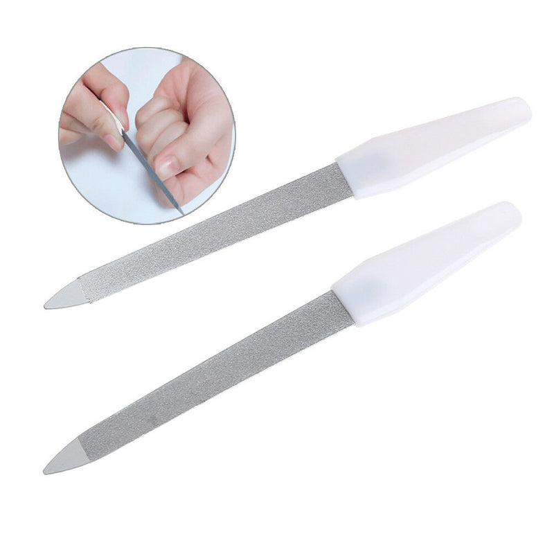 Dual sided stainless steel metal nail art file buffer manicure pedicure tool Bj