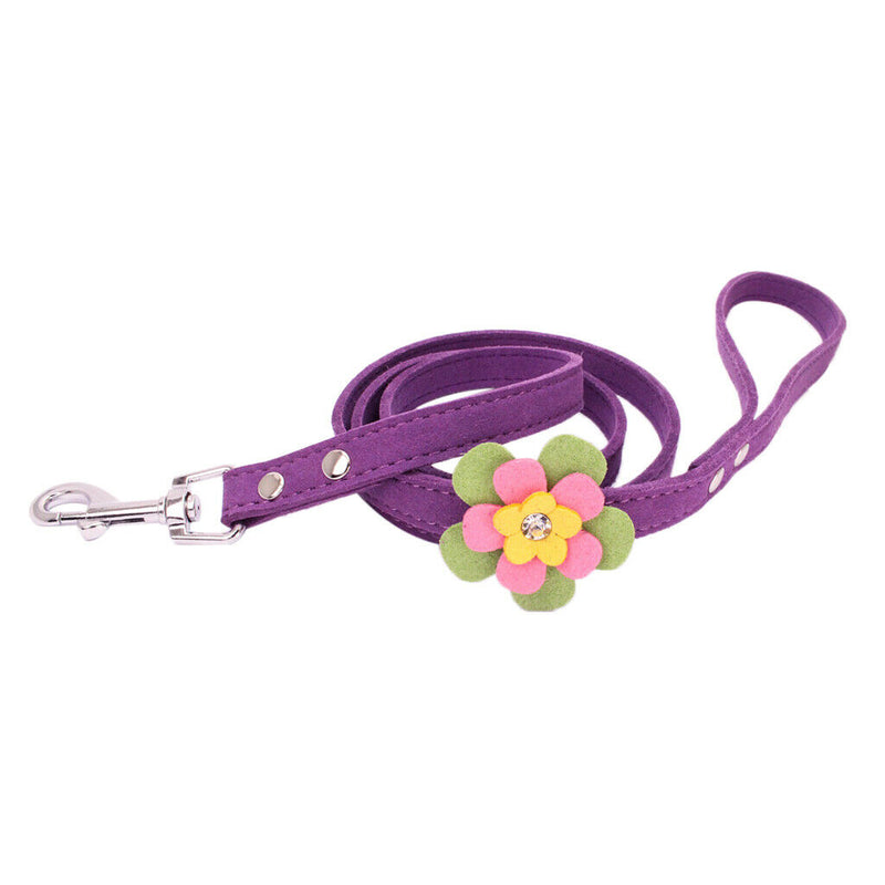 Pet Cat Dog Adjustable Harness Walking Lead Leash Chest Strap Deep Purple S
