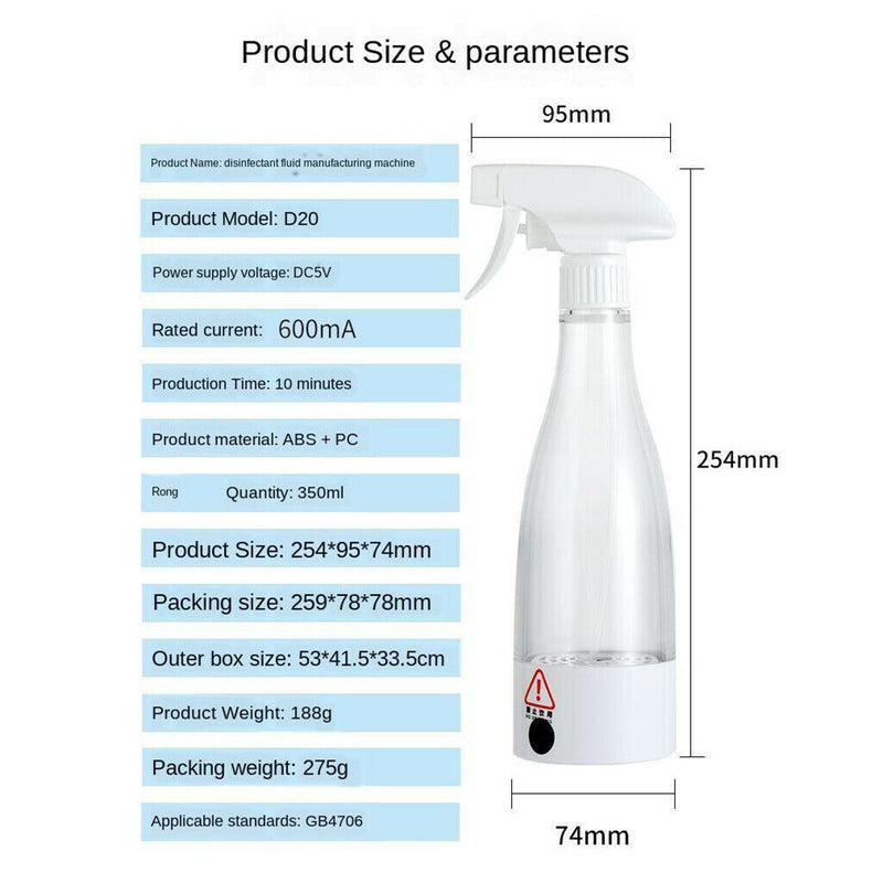 2Pieces DIY Sodium Hypochlorite Generator 84 Disinfection Machine Household