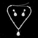 Wedding Prom Bridal Crystal Diamante Tear Drop Necklace Earrings Jewelry Set