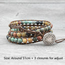 6MM Matte Stone Woven Multilayer Agate Leather Wrap Jewelry Bracelets