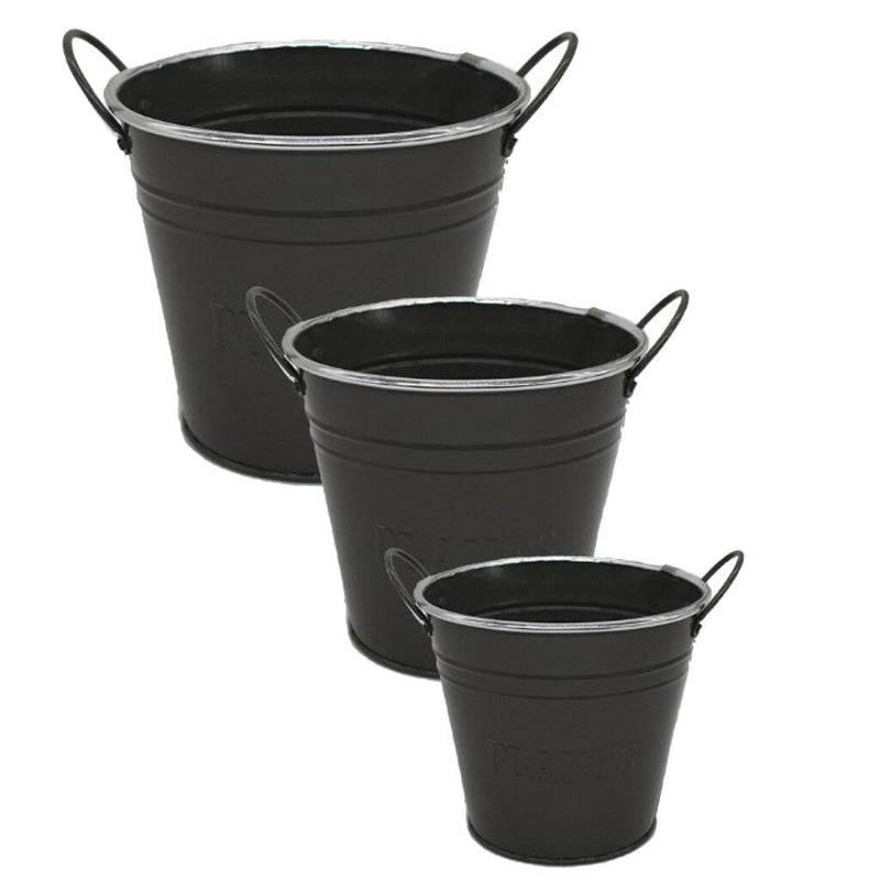 1xNordic Garden Planter Flower Plant Bucket for Weeding Decor- Dark Gray