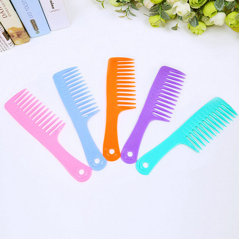 New  Wet Haircut Hair Comb Hairdressing Plastic Detangler Handle Wide-tooth C Cy