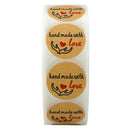 Handmade With Love Stickers, 1 Inch Round Handmade With Love With Red Heart Q9K1