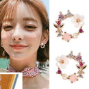 1pair Women's Crystal Rhinestone Flower Dangle Stud Earrings Jewelry