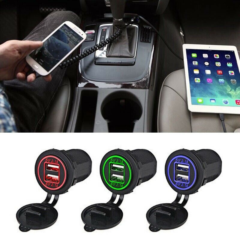 5V 4.2A Dual 2USB Charger Socket Adapter Power Outlet for 12V 24V Car Motor I9M2