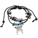 Adjustable Metal Leather Bracelet Black Color for Man Woman Gift