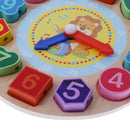 3 In 1 Wooden Shape Sorting Clock Puzzle Lacing Beads Toys for Kids - Lion