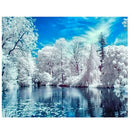 Diamond Painting Kit cross stitch 40*30cm Snow Winter Landscape Lake(White