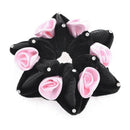 Rhinestone Rose Decor Elastic Velvet Hair Scrunchie Ponytail Holder Pink Bl