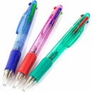 1X(12X Retractable Ballpoint Handwriting Pens-Soft Grip Four Coloured Ball