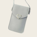 Leather Shoulder Messenger Bag Women Touch Screen Phone Pouch (Light Grey)
