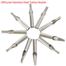 10Pcs/Set Stainless Steel Assorted Tattoo Nozzle Tip For Tattoo Needles Set  ME