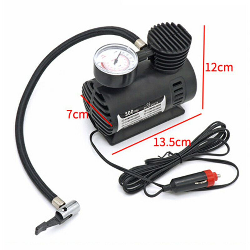 12V 300PSI Car Mini Portable Air Compressor Electric Tire Inflator Pump w/Gauge