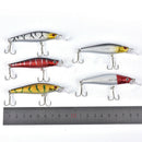 5pcs Fishing Bass Lures Diving Crankbait Minnow Bait Crank Baits Hook Tack_