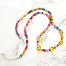 Boho Women Smile Face Choker Colorful Beads Chain Charm Necklace Jewelry Gifts