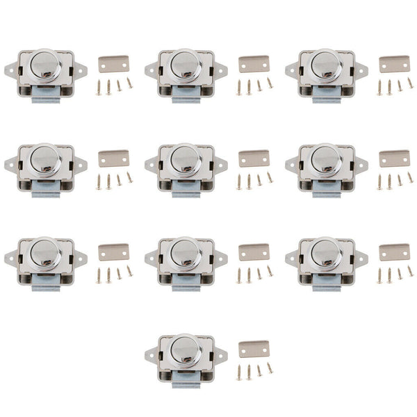 10pcs Push Button Drawer Cupboard Catch Lock Latch for Trailer RV Boat New