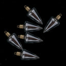 6Pcs Christmas Tree Shape Glass Bottle Charm Pendant With Bead Caps