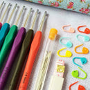 14pcs Aluminum Crochet Set Soft Handles Knitting Needles Kit Weaving Tools