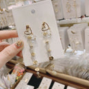 Girl Geometric Fashion Crystal Beads Earrings Female Love Beads Long Chain