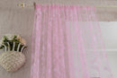 Flocking Butterfly Sheer Curtain Voile Panel Window Balcony Tulle Divider Pink